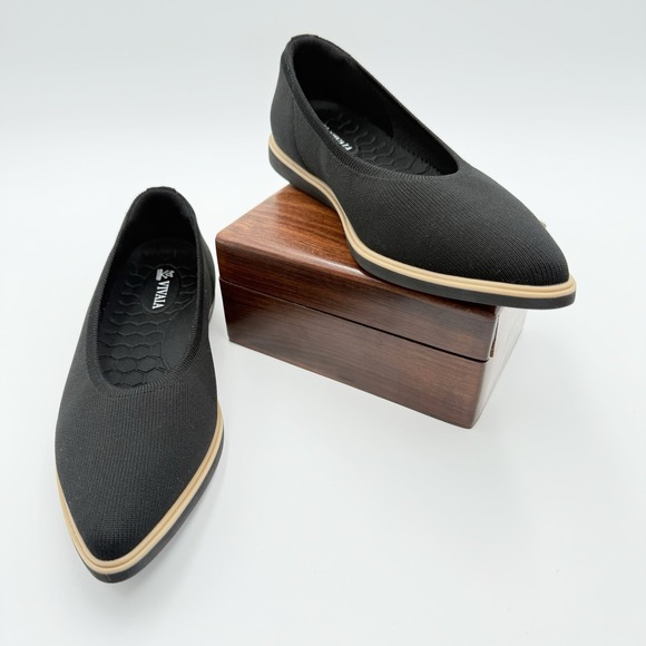Vivaia Shoes - VIVAIA Veronica Pointed-Toe All-Day Standing Flats Sz 37.5 Veronica Black Beige
